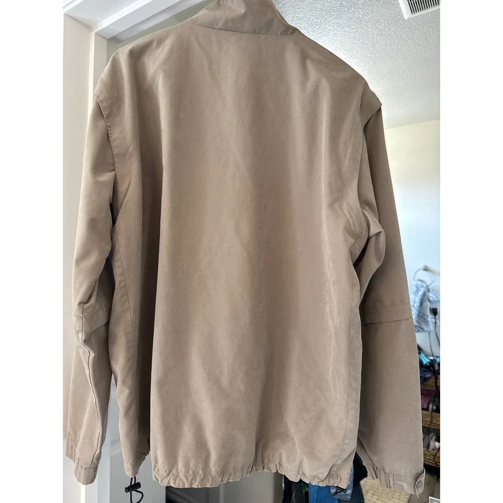 PGA Tour Mens Large Tan Convertible Quarter Zip Windbreaker Golf Jacket Pullover